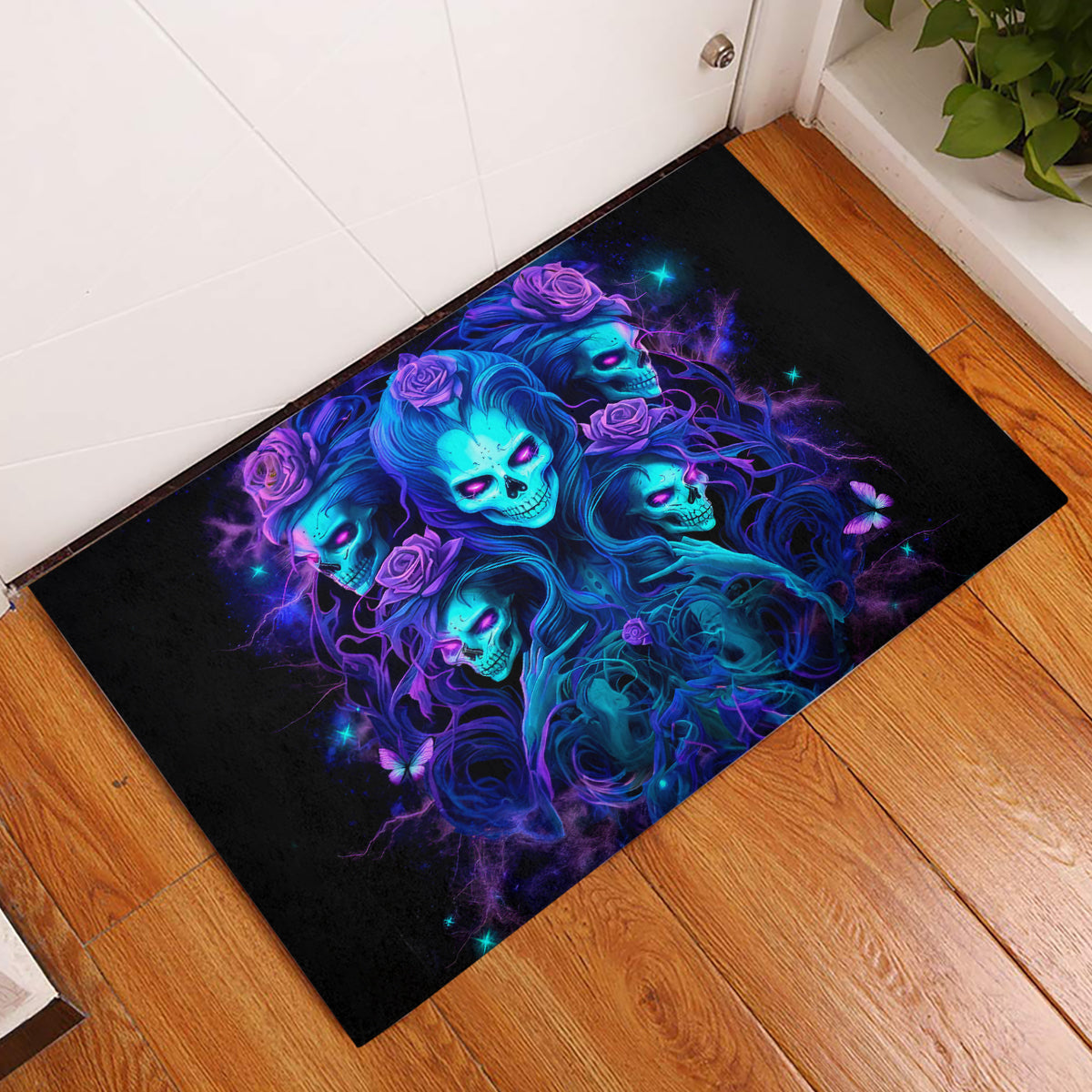 Rose Skull Rubber Doormat Four Out Of The Five Voices In My Head Think You An Idiot - Wonder Print Shop