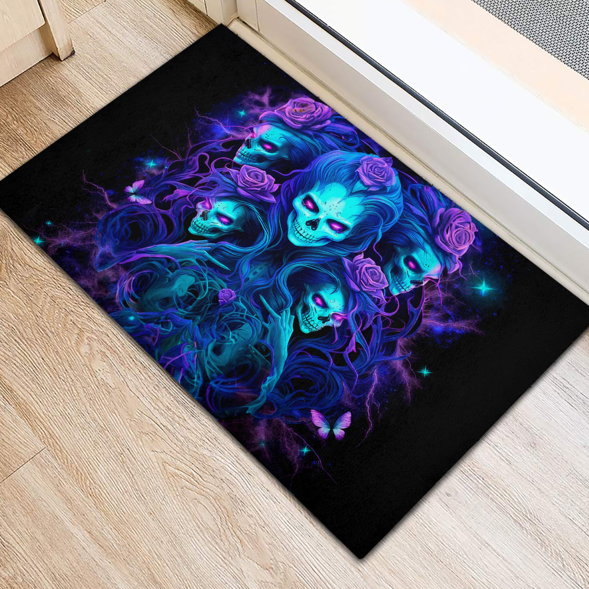 Rose Skull Rubber Doormat Four Out Of The Five Voices In My Head Think You An Idiot - Wonder Print Shop
