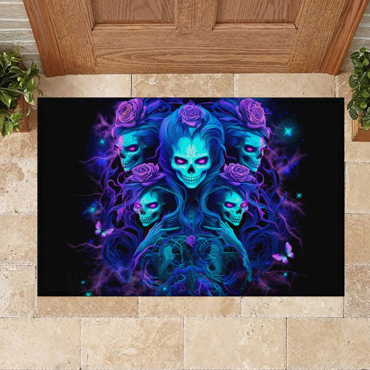 Rose Skull Rubber Doormat Four Out Of The Five Voices In My Head Think You An Idiot - Wonder Print Shop