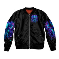 Rose Skull Sleeve Zip Bomber Jacket Four Out Of The Five Voices In My Head Think You An Idiot - Wonder Print Shop