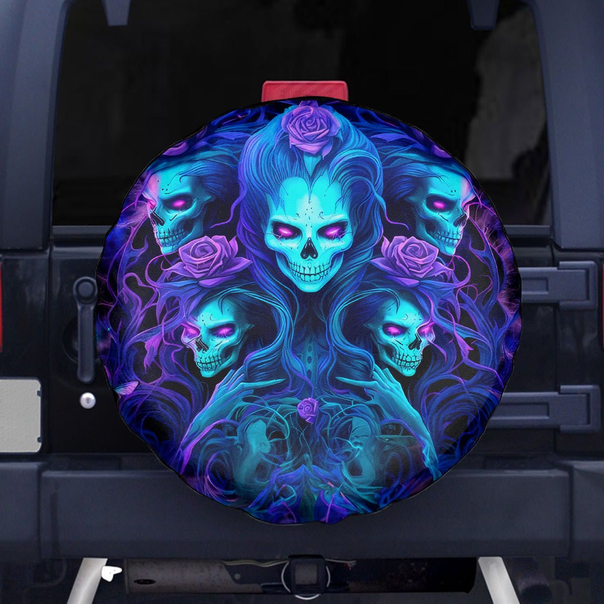 Rose Skull Spare Tire Cover Four Out Of The Five Voices In My Head Think You An Idiot - Wonder Print Shop