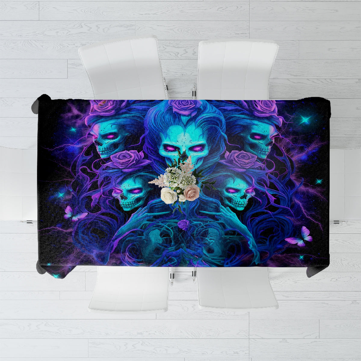 Rose Skull Tablecloth Four Out Of The Five Voices In My Head Think You An Idiot - Wonder Print Shop