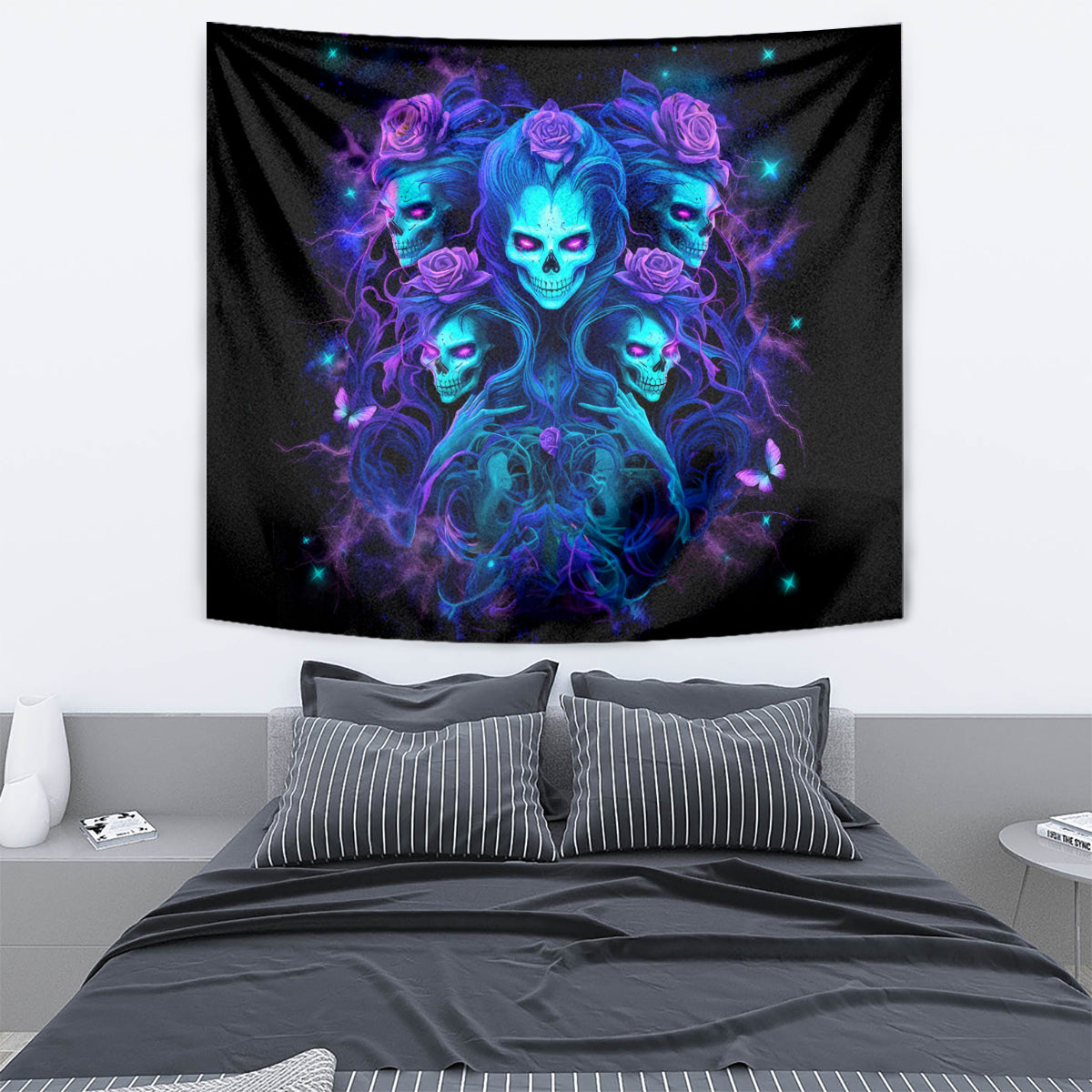 Rose Skull Tapestry Four Out Of The Five Voices In My Head Think You An Idiot - Wonder Print Shop