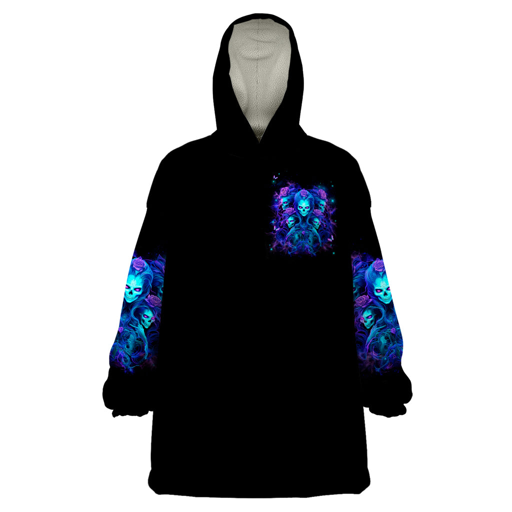 Rose Skull Wearable Blanket Hoodie Four Out Of The Five Voices In My Head Think You An Idiot - Wonder Print Shop