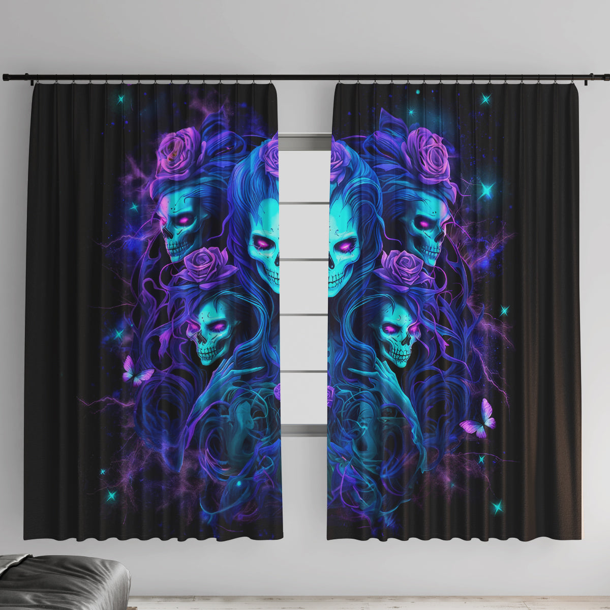 Rose Skull Window Curtain Four Out Of The Five Voices In My Head Think You An Idiot - Wonder Print Shop
