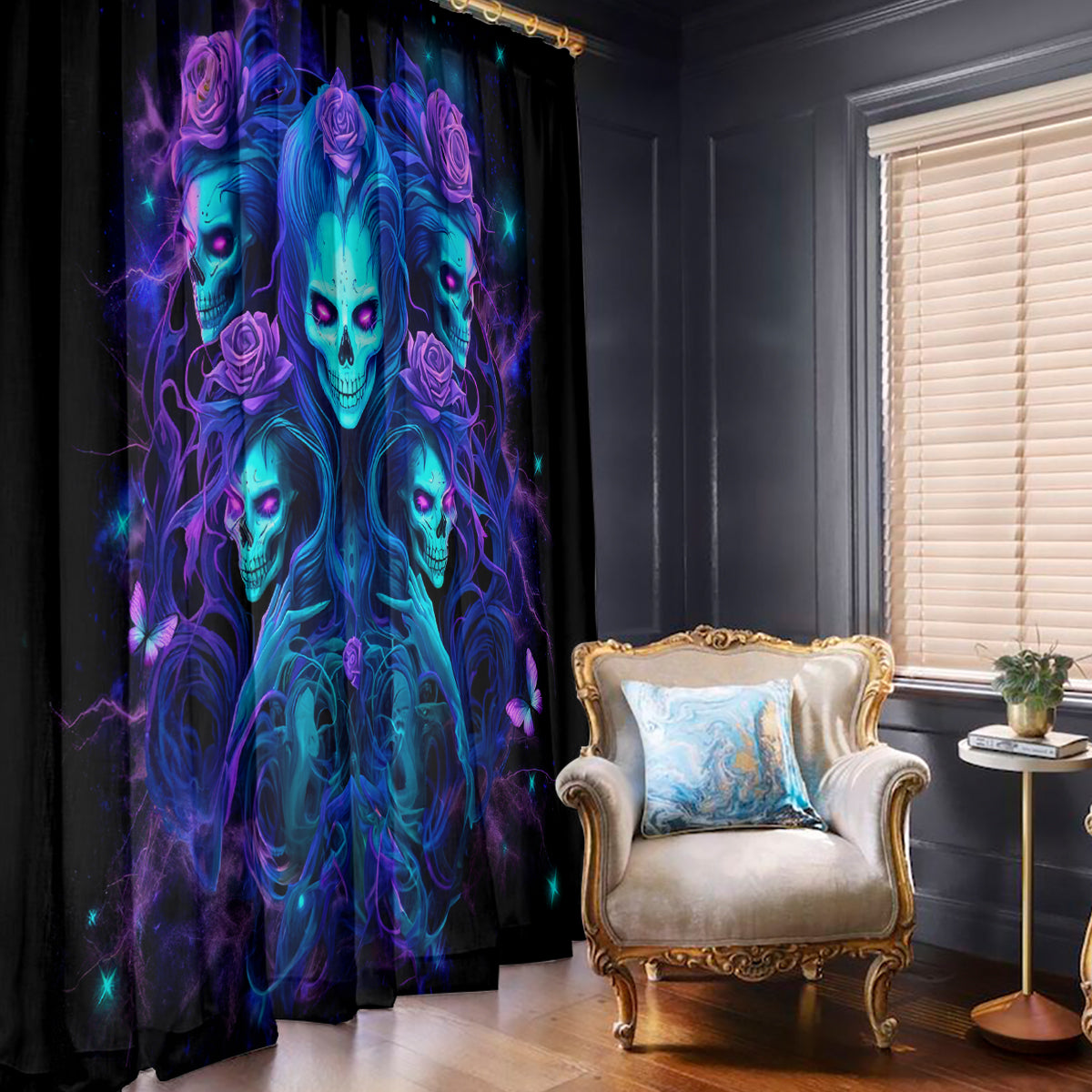 Rose Skull Window Curtain Four Out Of The Five Voices In My Head Think You An Idiot - Wonder Print Shop