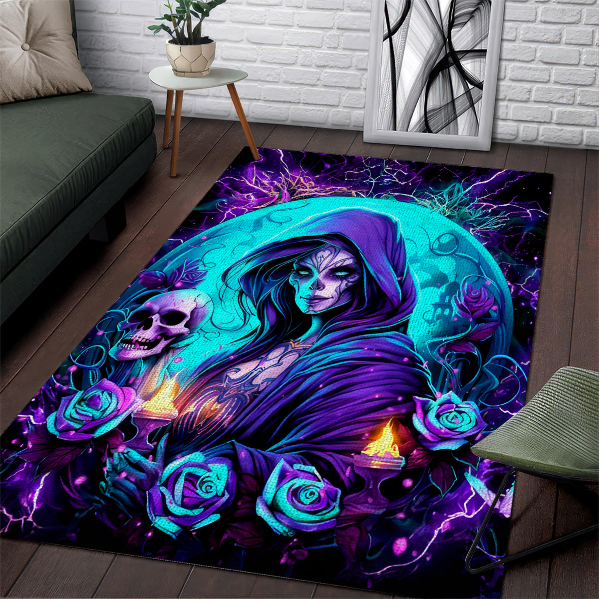 Witch Skull Area Rug Hello Darkness My Old Friend - Wonder Print Shop