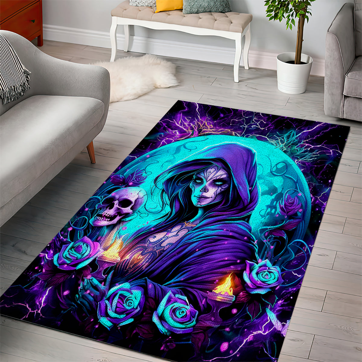 Witch Skull Area Rug Hello Darkness My Old Friend - Wonder Print Shop
