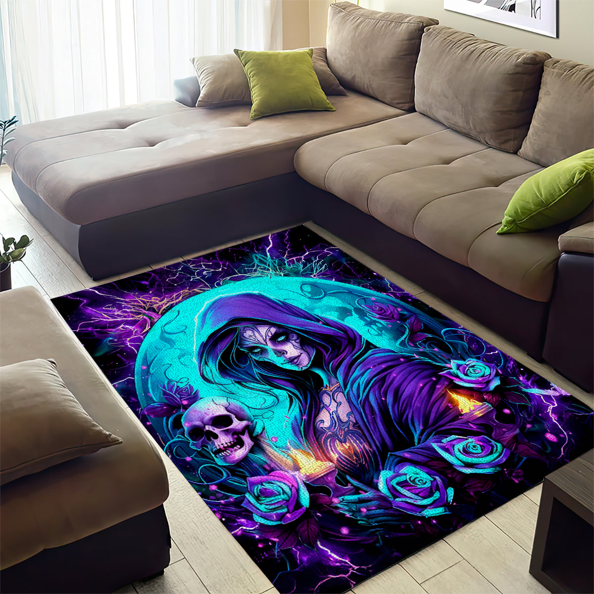 Witch Skull Area Rug Hello Darkness My Old Friend - Wonder Print Shop