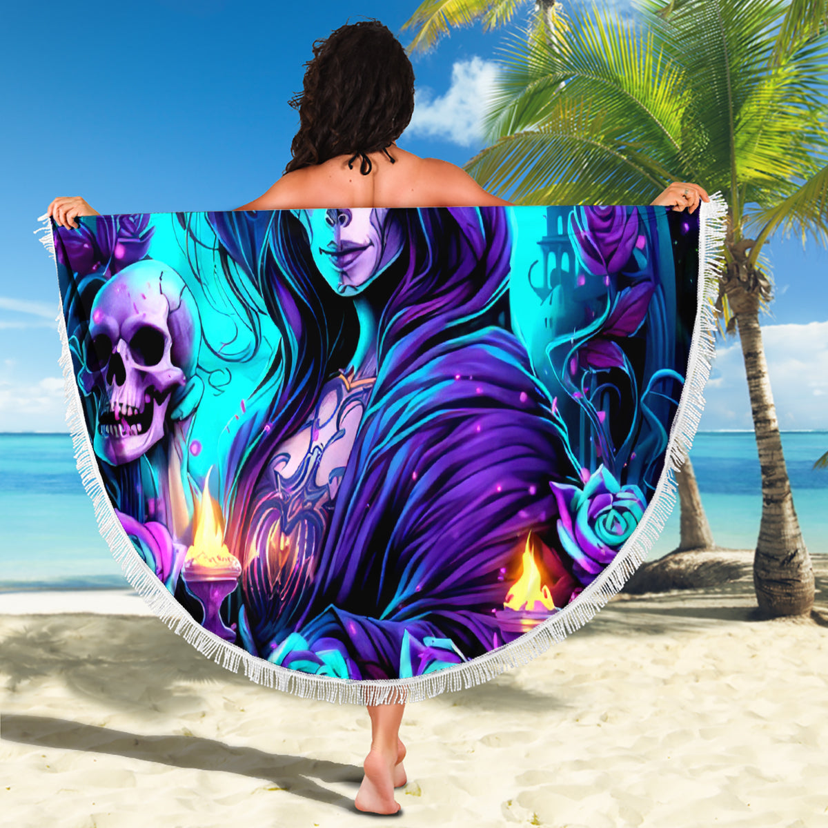 Witch Skull Beach Blanket Hello Darkness My Old Friend - Wonder Print Shop