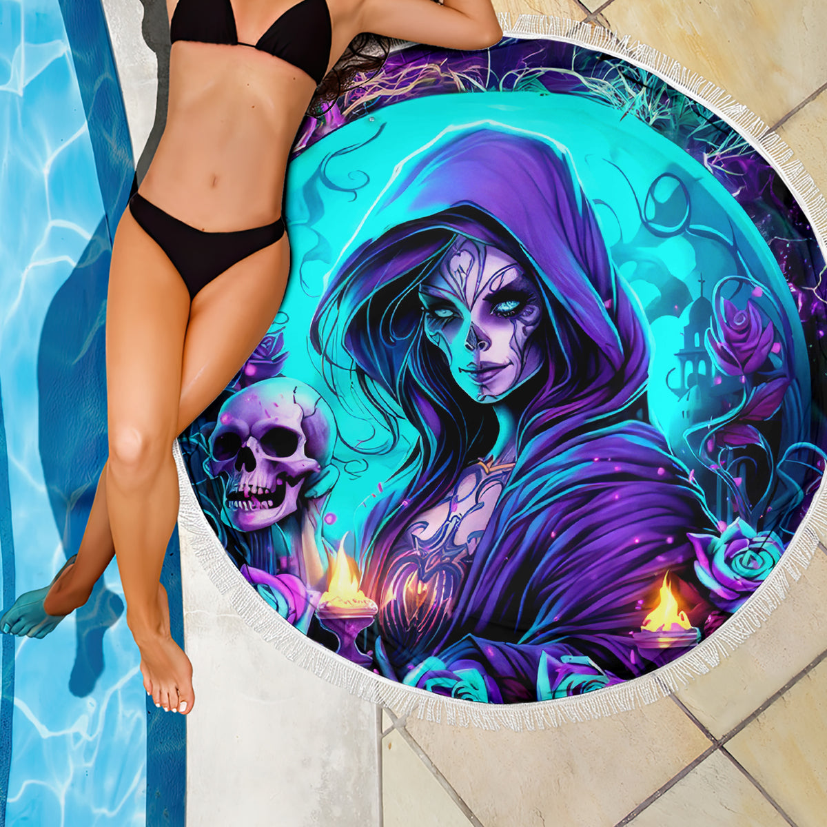 Witch Skull Beach Blanket Hello Darkness My Old Friend - Wonder Print Shop