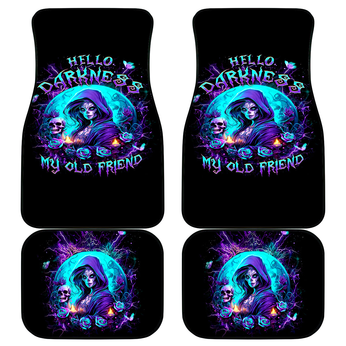 Witch Skull Car Mats Hello Darkness My Old Friend - Wonder Print Shop