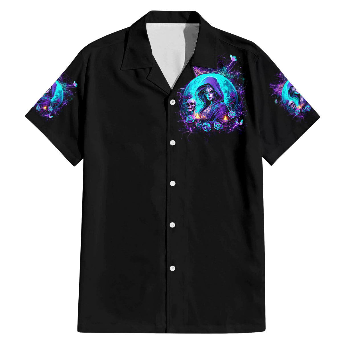 Witch Skull Family Matching Mermaid Dress and Hawaiian Shirt Hello Darkness My Old Friend - Wonder Print Shop