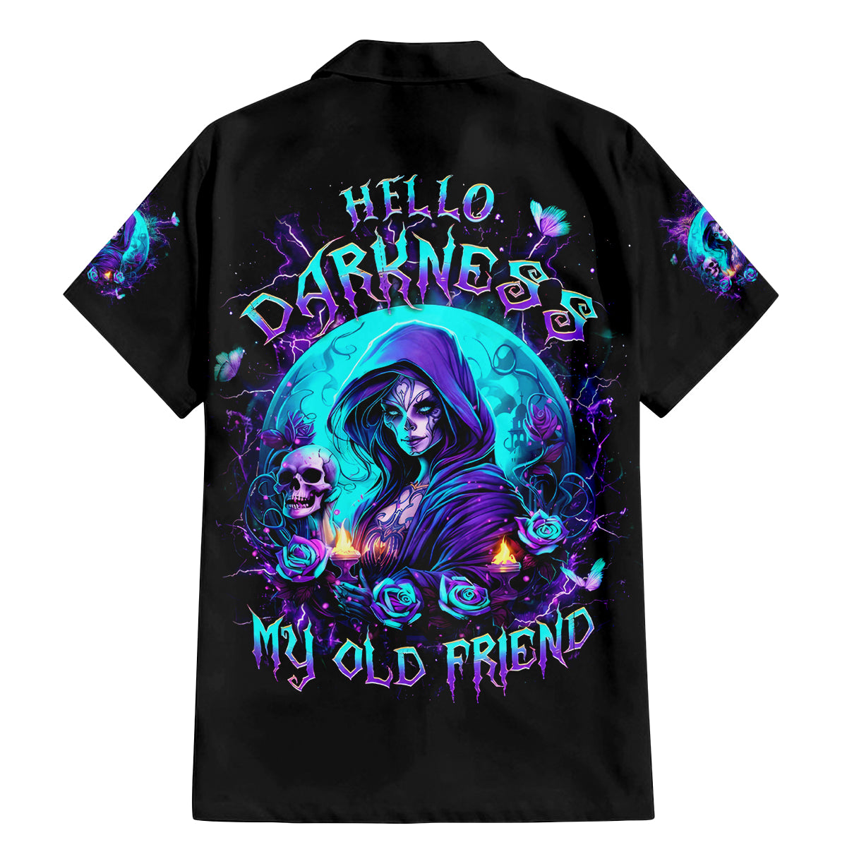 Witch Skull Family Matching Mermaid Dress and Hawaiian Shirt Hello Darkness My Old Friend - Wonder Print Shop