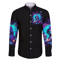 Witch Skull Family Matching Off Shoulder Maxi Dress and Hawaiian Shirt Hello Darkness My Old Friend - Wonder Print Shop