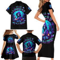 Witch Skull Family Matching Short Sleeve Bodycon Dress and Hawaiian Shirt Hello Darkness My Old Friend - Wonder Print Shop