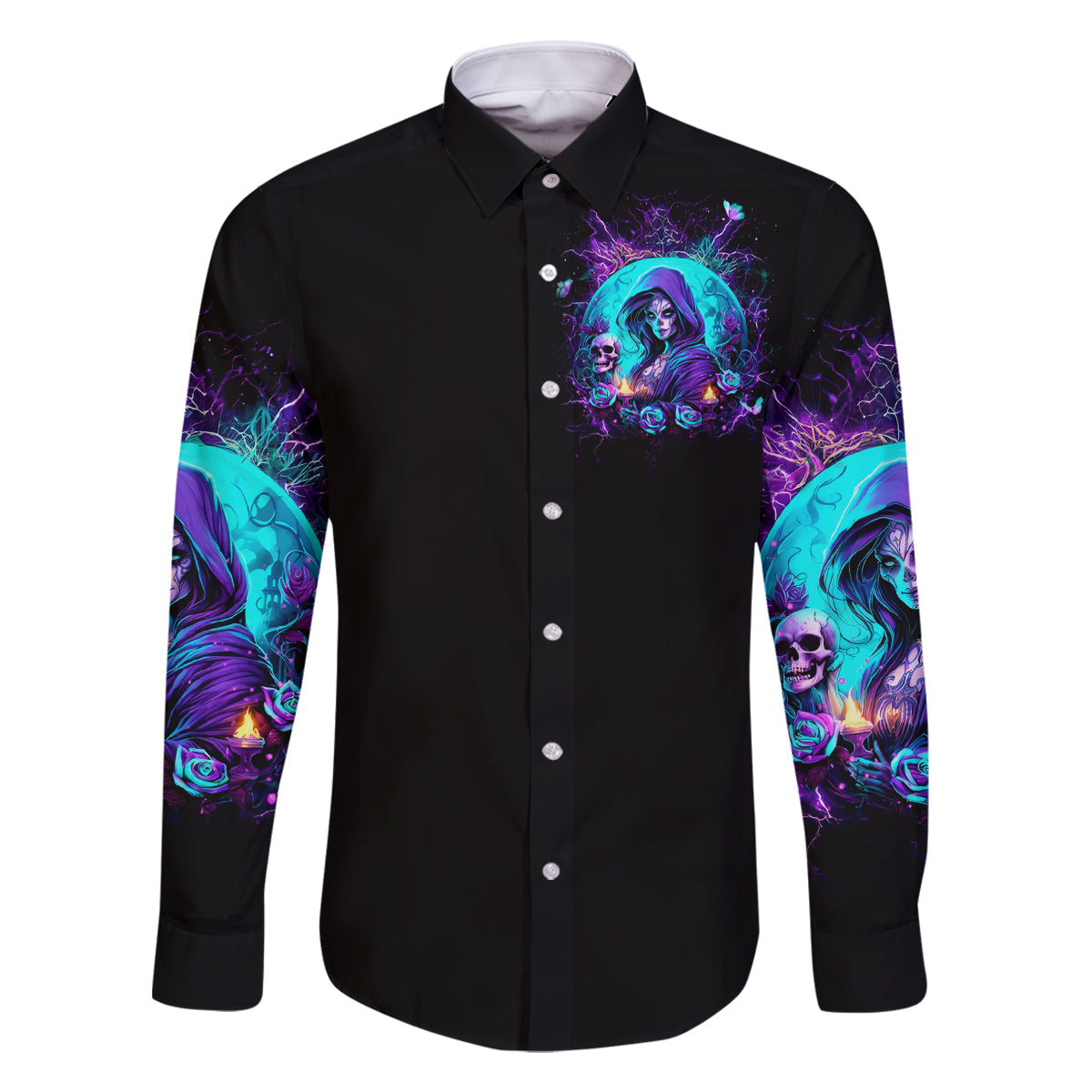 Witch Skull Family Matching Tank Maxi Dress and Hawaiian Shirt Hello Darkness My Old Friend - Wonder Print Shop