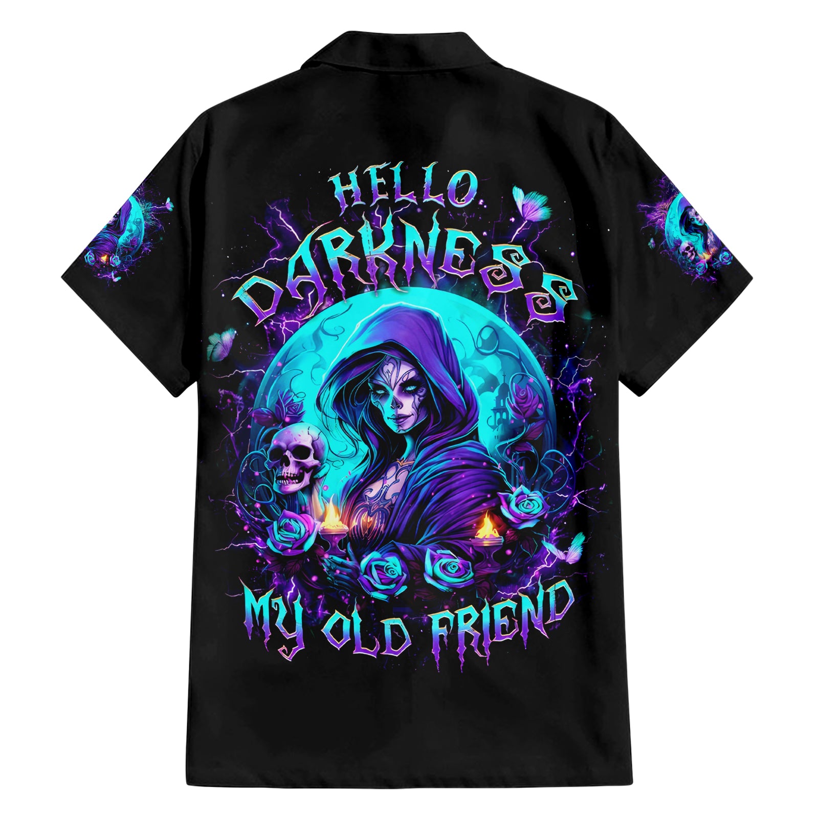 Witch Skull Hawaiian Shirt Hello Darkness My Old Friend - Wonder Print Shop