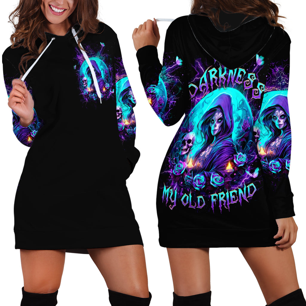 Witch Skull Hoodie Dress Hello Darkness My Old Friend - Wonder Print Shop