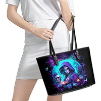 Witch Skull Leather Tote Bag Hello Darkness My Old Friend - Wonder Print Shop