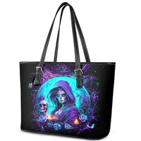 Witch Skull Leather Tote Bag Hello Darkness My Old Friend - Wonder Print Shop