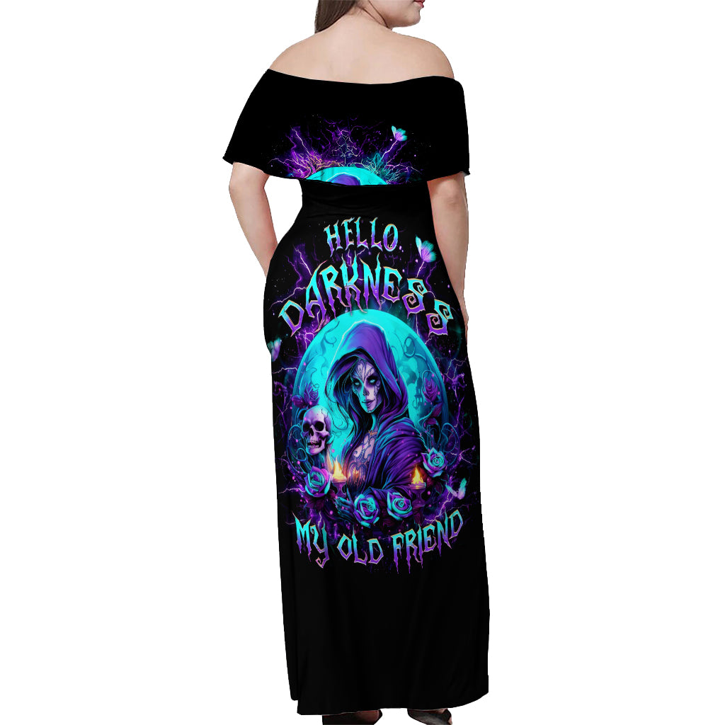 Witch Skull Off Shoulder Maxi Dress Hello Darkness My Old Friend - Wonder Print Shop