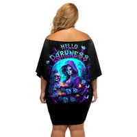 Witch Skull Off Shoulder Short Dress Hello Darkness My Old Friend - Wonder Print Shop