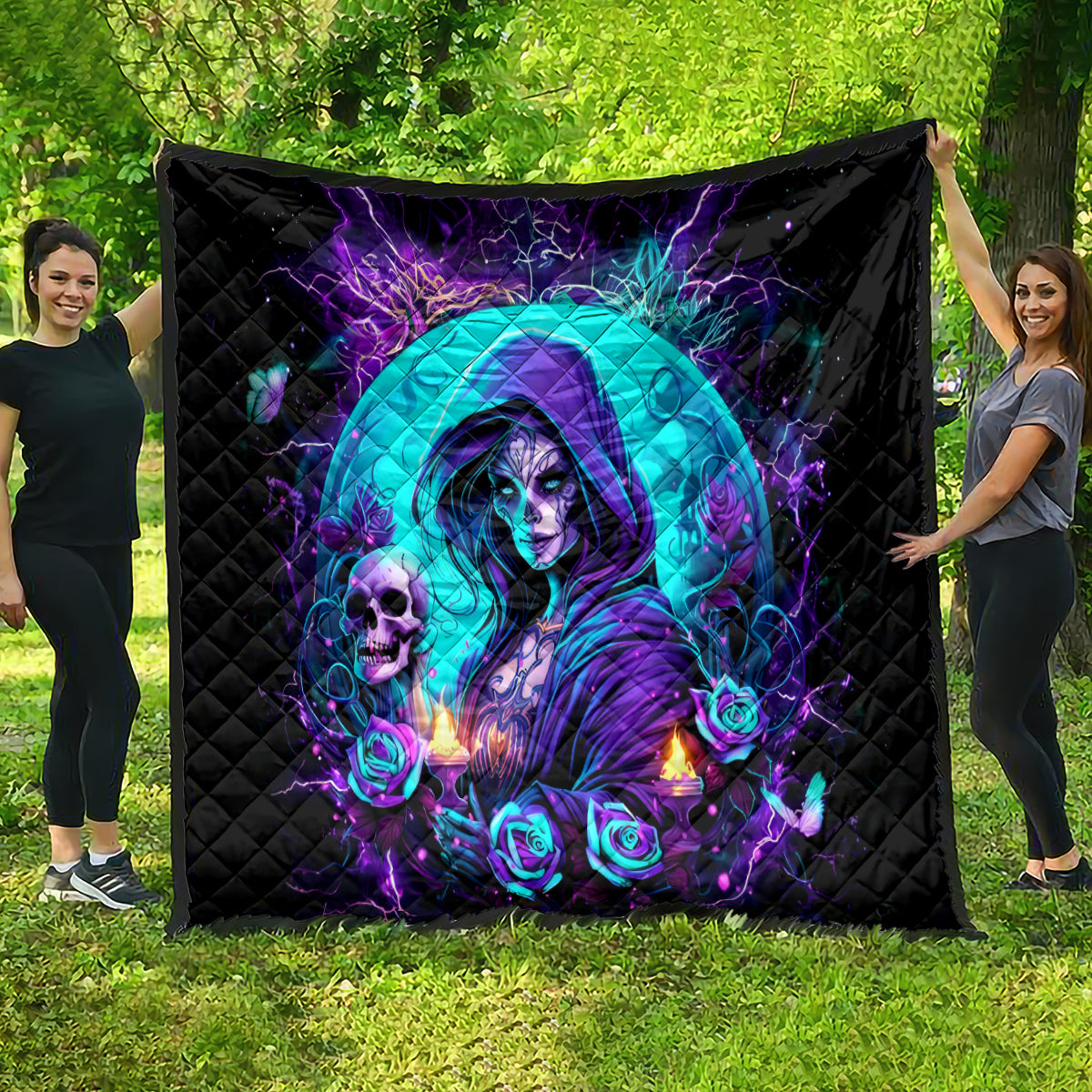 Witch Skull Quilt Hello Darkness My Old Friend - Wonder Print Shop