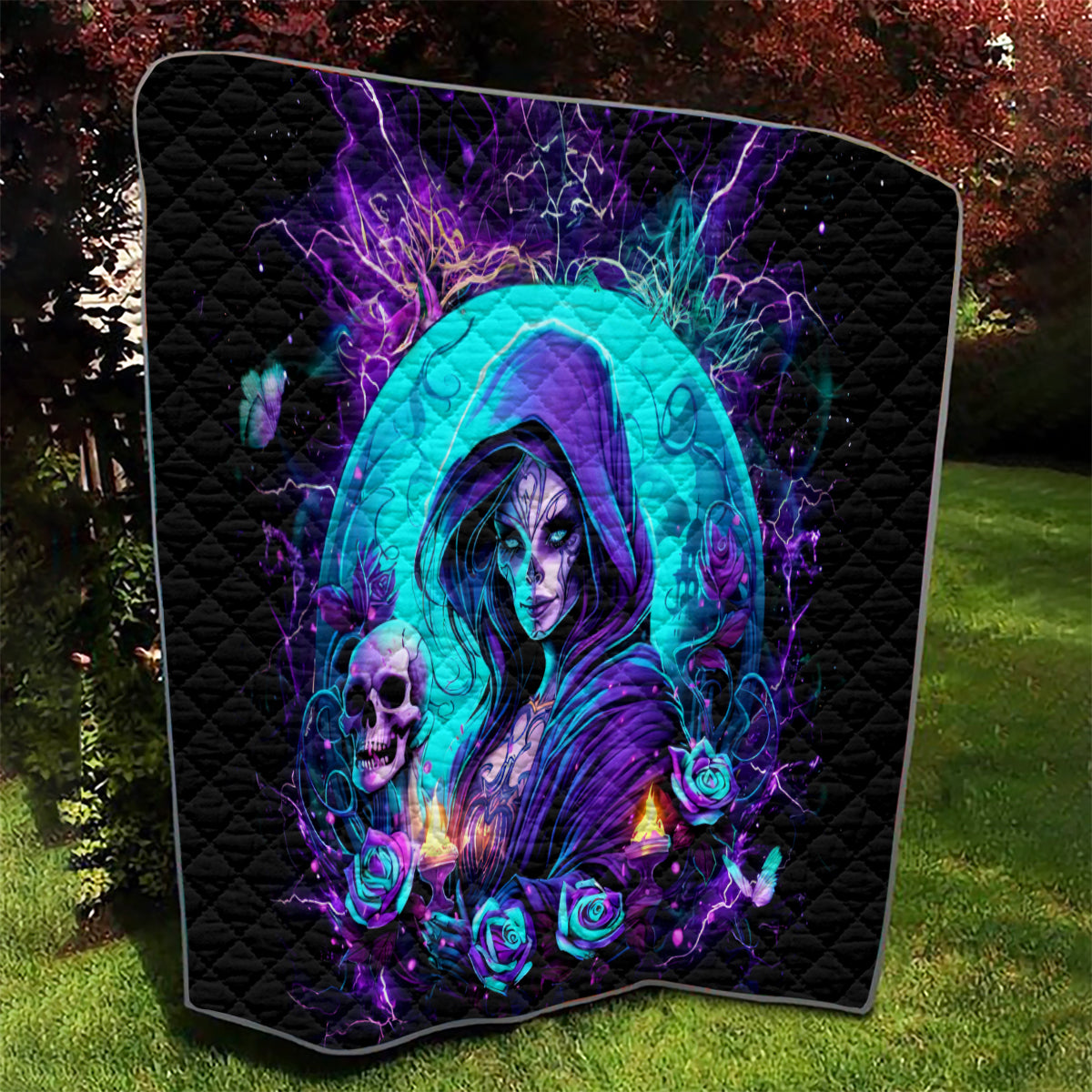 Witch Skull Quilt Hello Darkness My Old Friend - Wonder Print Shop