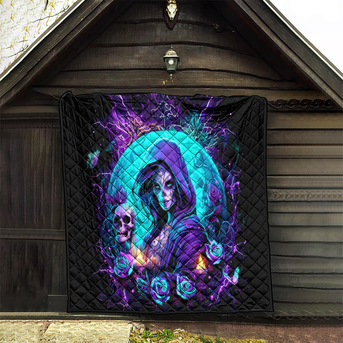 Witch Skull Quilt Hello Darkness My Old Friend - Wonder Print Shop