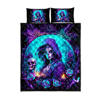 Witch Skull Quilt Bed Set Hello Darkness My Old Friend - Wonder Print Shop