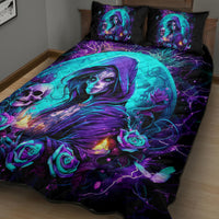 Witch Skull Quilt Bed Set Hello Darkness My Old Friend - Wonder Print Shop
