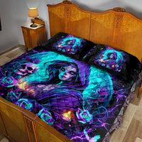 Witch Skull Quilt Bed Set Hello Darkness My Old Friend - Wonder Print Shop