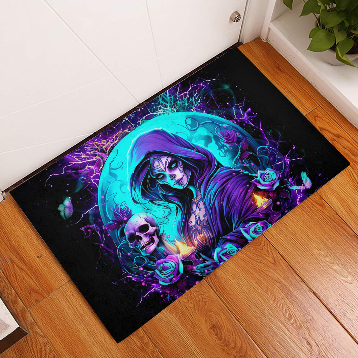Witch Skull Rubber Doormat Hello Darkness My Old Friend - Wonder Print Shop