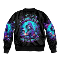 Witch Skull Sleeve Zip Bomber Jacket Hello Darkness My Old Friend - Wonder Print Shop