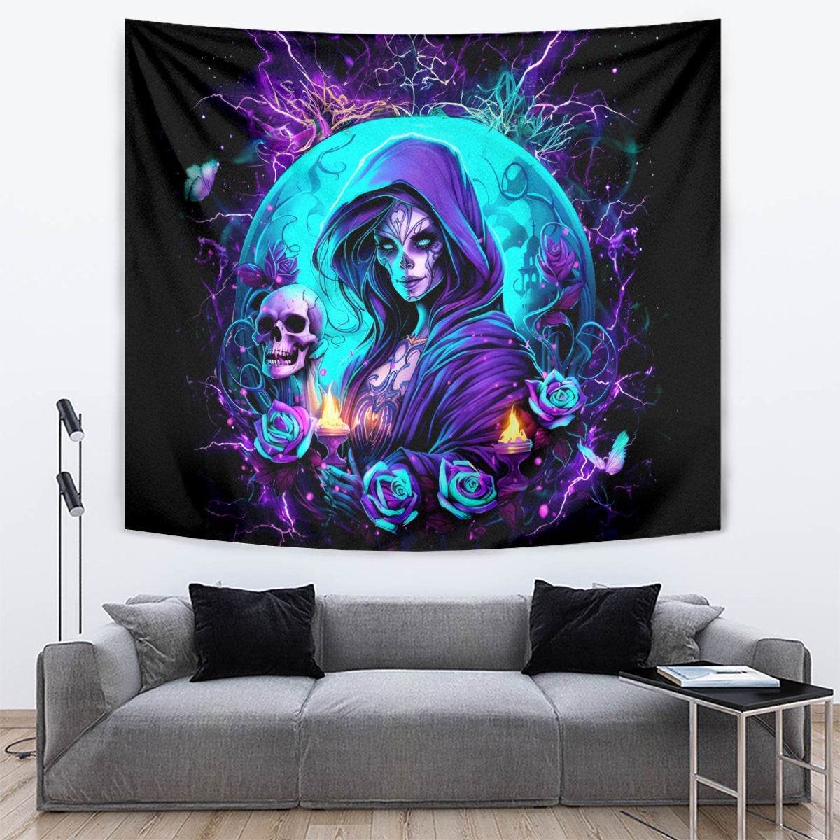 Witch Skull Tapestry Hello Darkness My Old Friend - Wonder Print Shop