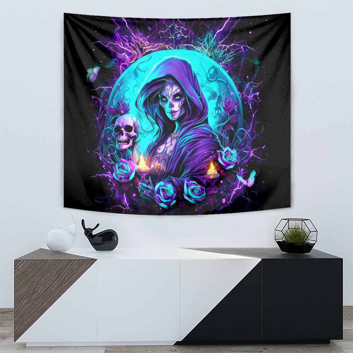 Witch Skull Tapestry Hello Darkness My Old Friend - Wonder Print Shop