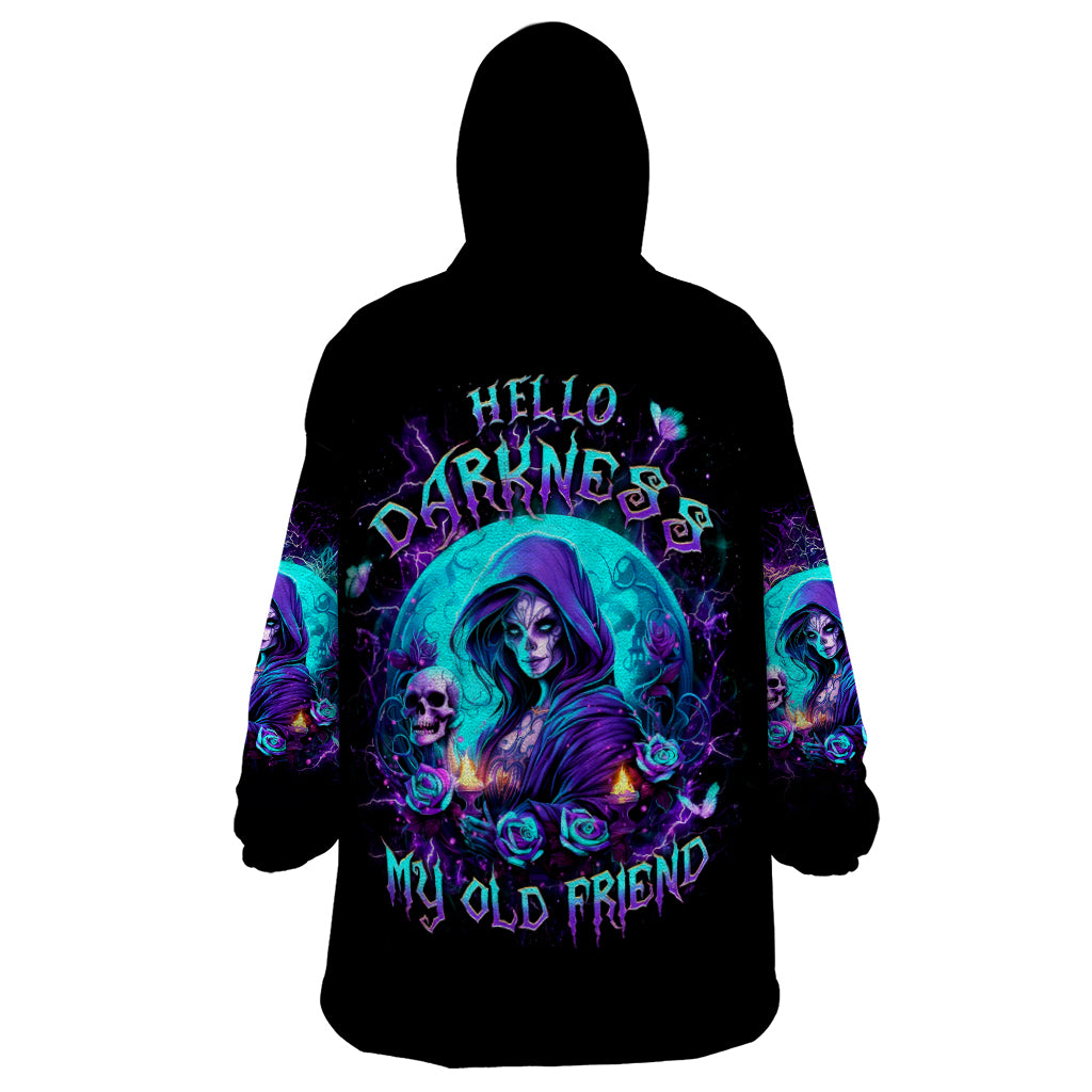 Witch Skull Wearable Blanket Hoodie Hello Darkness My Old Friend - Wonder Print Shop
