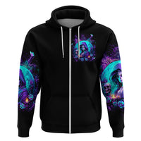 Witch Skull Zip Hoodie Hello Darkness My Old Friend - Wonder Print Shop