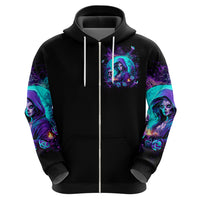 Witch Skull Zip Hoodie Hello Darkness My Old Friend - Wonder Print Shop
