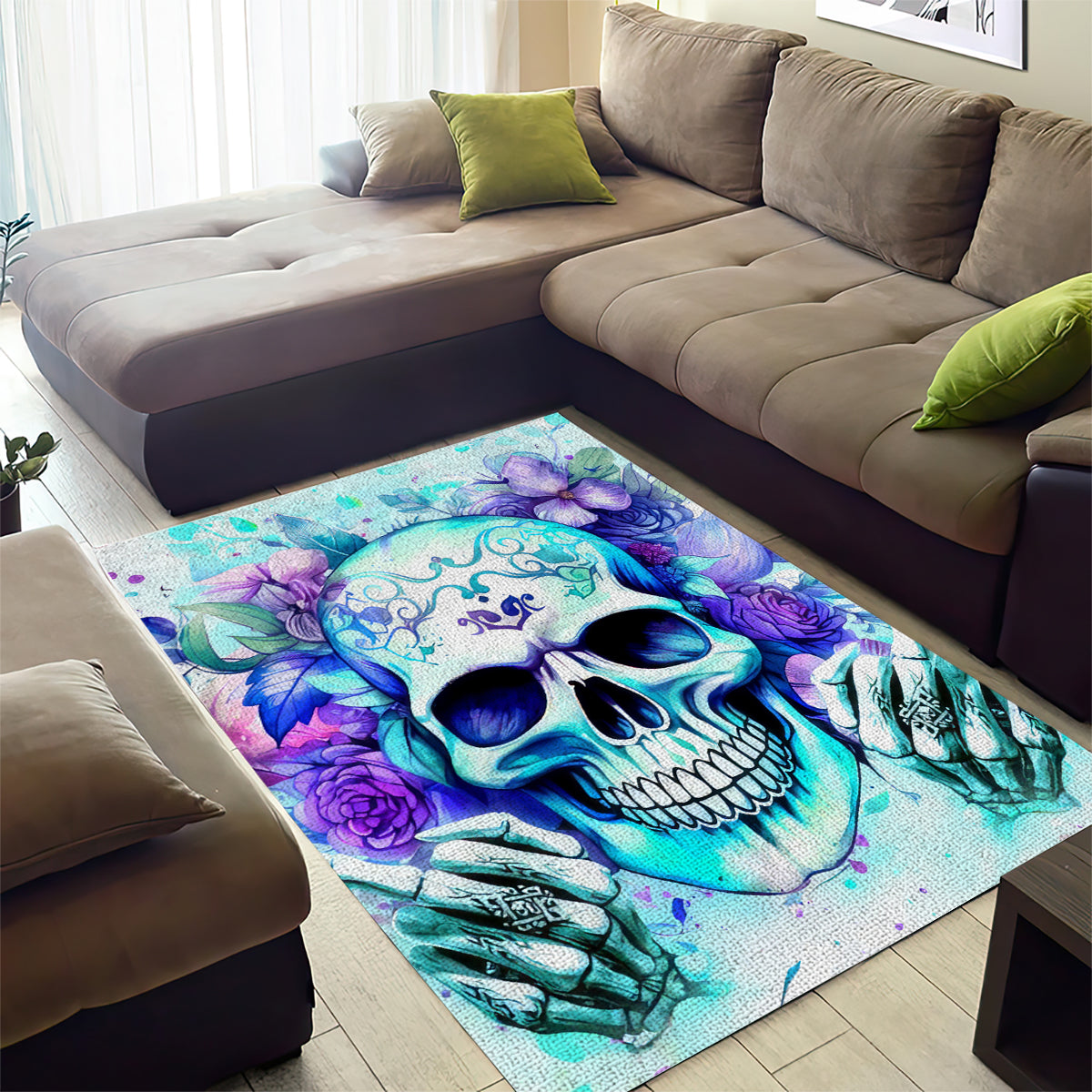 Rose SKull Area Rug My Give A Fuck Is Broken But My Go Fuck Yourself Is Fully Functional - Wonder Print Shop