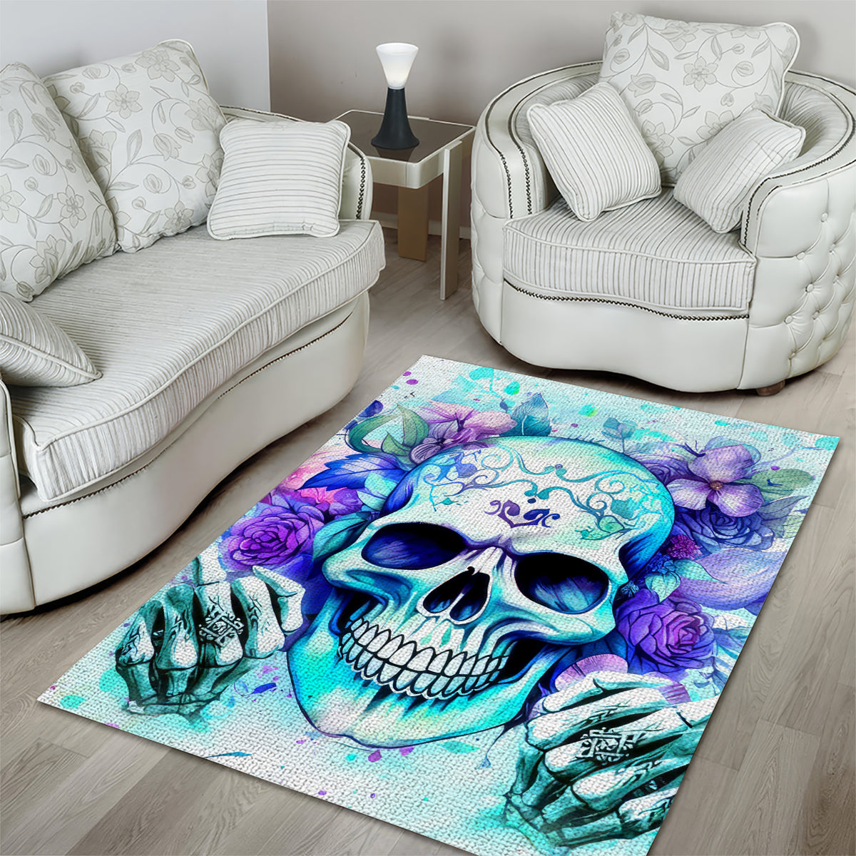Rose SKull Area Rug My Give A Fuck Is Broken But My Go Fuck Yourself Is Fully Functional - Wonder Print Shop