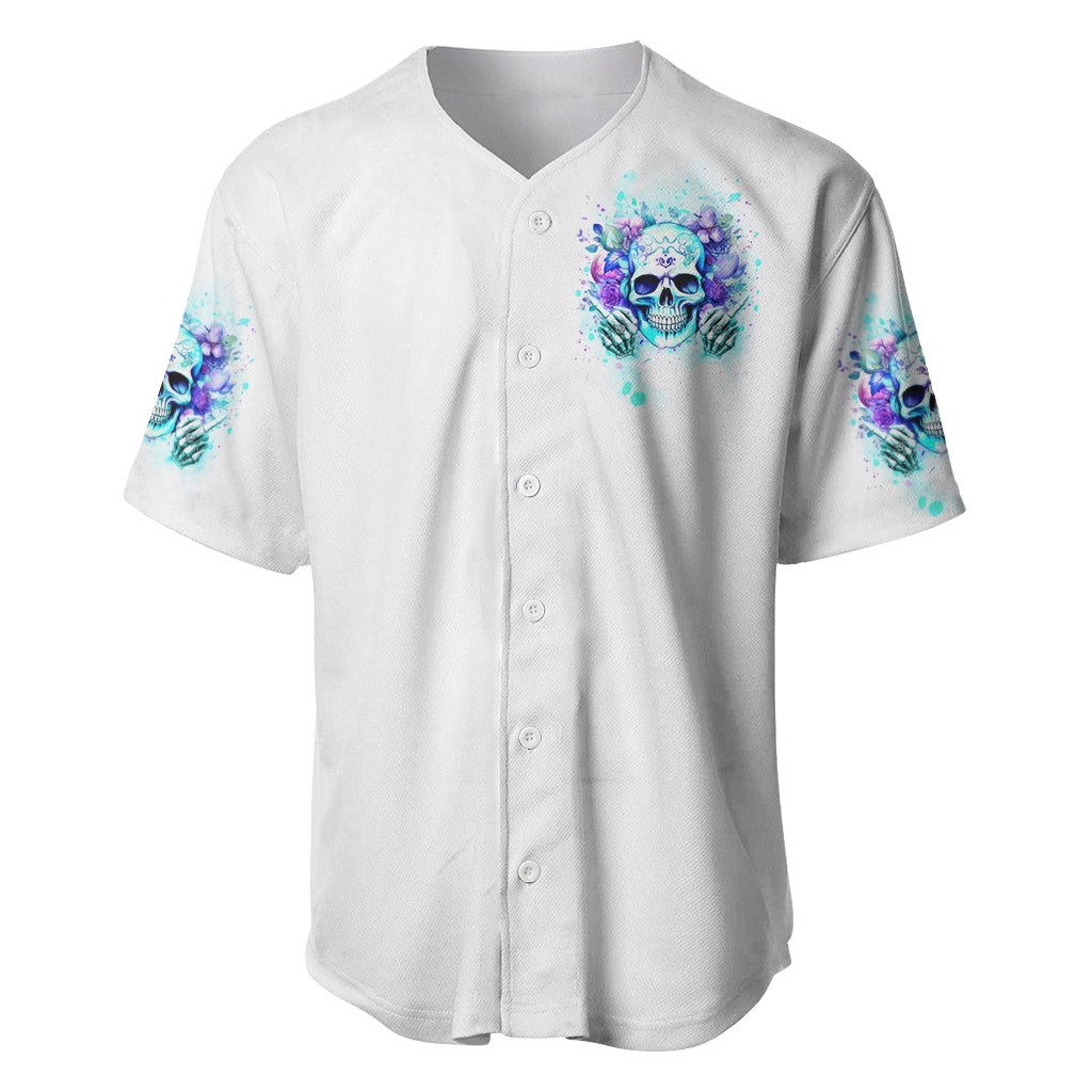 Rose SKull Baseball Jersey My Give A Fuck Is Broken But My Go Fuck Yourself Is Fully Functional - Wonder Print Shop