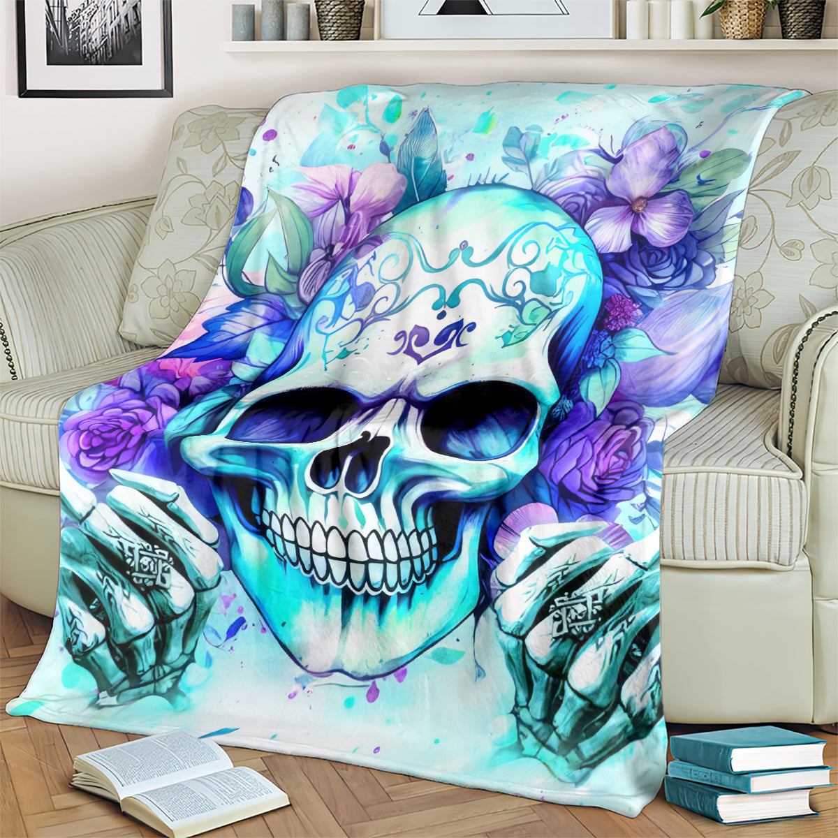 Rose SKull Blanket My Give A Fuck Is Broken But My Go Fuck Yourself Is Fully Functional