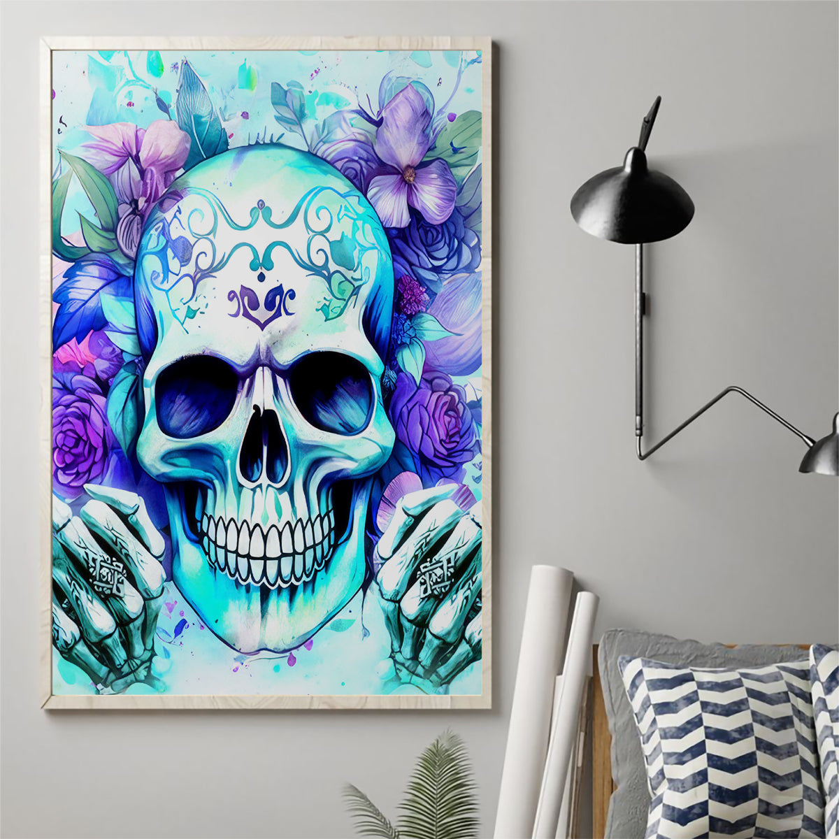 Rose SKull Canvas Wall Art My Give A Fuck Is Broken But My Go Fuck Yourself Is Fully Functional - Wonder Print Shop