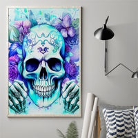 Rose SKull Canvas Wall Art My Give A Fuck Is Broken But My Go Fuck Yourself Is Fully Functional - Wonder Print Shop