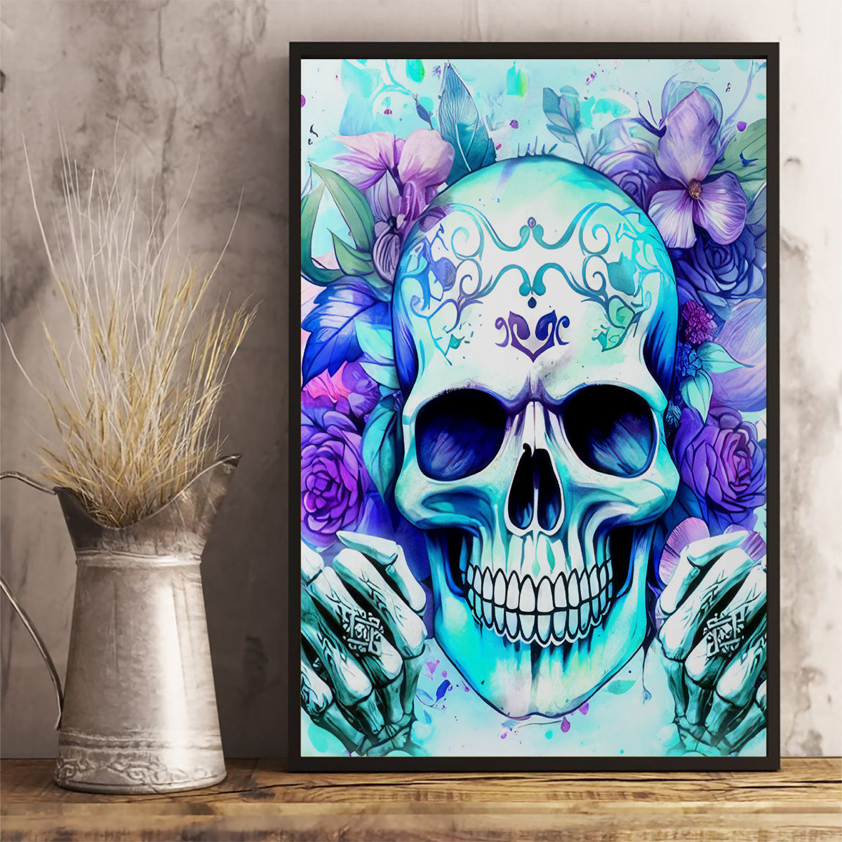 Rose SKull Canvas Wall Art My Give A Fuck Is Broken But My Go Fuck Yourself Is Fully Functional - Wonder Print Shop