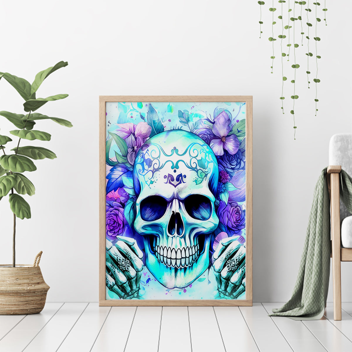 Rose SKull Canvas Wall Art My Give A Fuck Is Broken But My Go Fuck Yourself Is Fully Functional - Wonder Print Shop