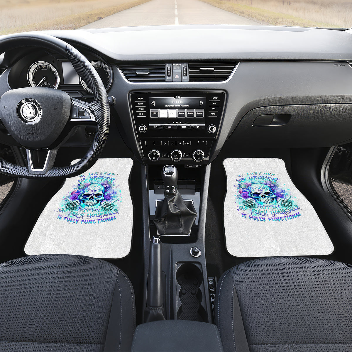 Rose SKull Car Mats My Give A Fuck Is Broken But My Go Fuck Yourself Is Fully Functional - Wonder Print Shop
