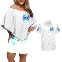 Rose SKull Couples Matching Off Shoulder Short Dress and Hawaiian Shirt My Give A Fuck Is Broken But My Go Fuck Yourself Is Fully Functional - Wonder Print Shop